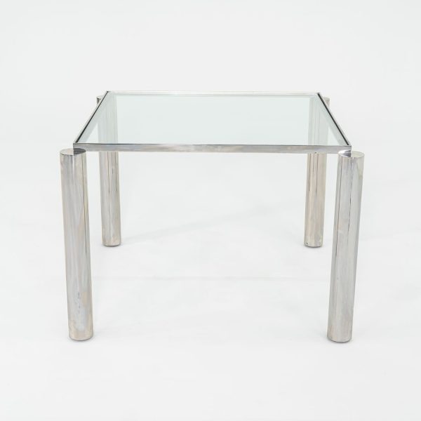 1980s Richard Schultz Prototype Dining Table in Polished Stainless Steel with Glass Cheap