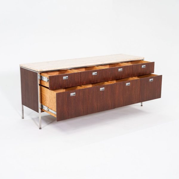 1960s Davis Allen and Gordon Bunshaft for SOM 66 inch Credenza   Cabinet in Walnut and Travertine Online