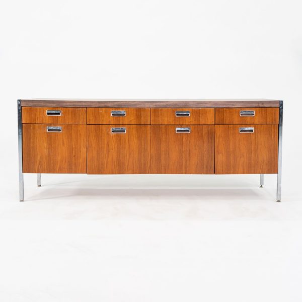 C. 1968 Myrtle Desk of High Point 900 Series Four Position Credenza in Walnut and Chrome with Laminate Top Hot on Sale