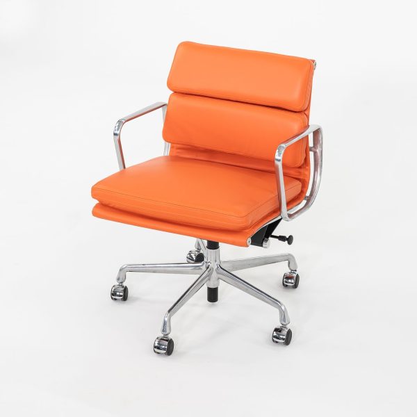 2010s Herman Miller Eames Soft Pad Management Desk Chair in Orange Leather 1x Available For Sale