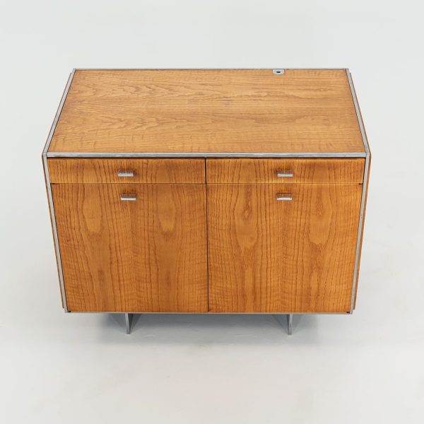 1970s Davis Allen of SOM Custom Oak and Chrome Cabinet for General Fireproofing Co. For Cheap