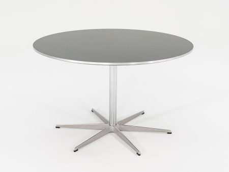 2012 Piet Hein and Arne Jacobsen for Fritz Hansen Super-Circular A825 47 inch Dining Table in Aluminum w  Black Laminate Top on Sale