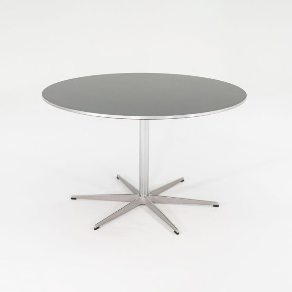 2012 Piet Hein and Arne Jacobsen for Fritz Hansen Super-Circular A825 47 inch Dining Table in Aluminum w  Black Laminate Top on Sale