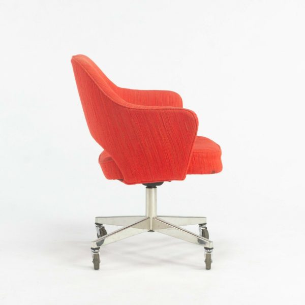 1974 Eero Saarinen for Knoll Rolling Executive Office Chairs Original Red Fabric Online