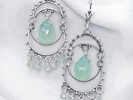 Chalcedony, Moonstone Sterling Silver Chandelier Earrings Online Hot Sale