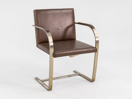 1960s Knoll Brno Armchair, Model MR50 by Mies van der Rohe and Lily Reich for Knoll in Bronze with Brown Leather Hot on Sale