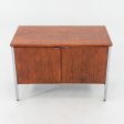 C. 1960s Oak and Chrome Two Door Cabinet   Credenza attributed to Lehigh Leopold For Sale