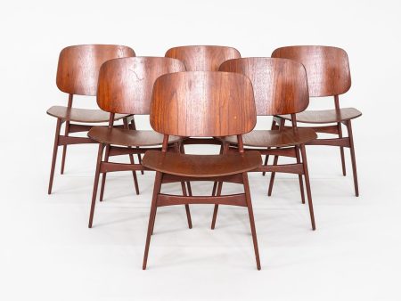 1950s Set of Six Borge Mogensen No. 155 Dining Chairs for Soborg Mobler in Teak on Sale