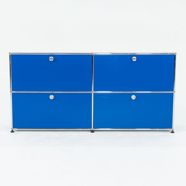 2000s USM Haller Blue 14x60x30 in E2 Credenza   Cabinet with 4-doors For Discount