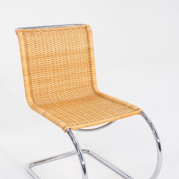 1970s Pair of Mies van der Rohe Thonet Attributed Cane MR10 Dining Chairs For Sale