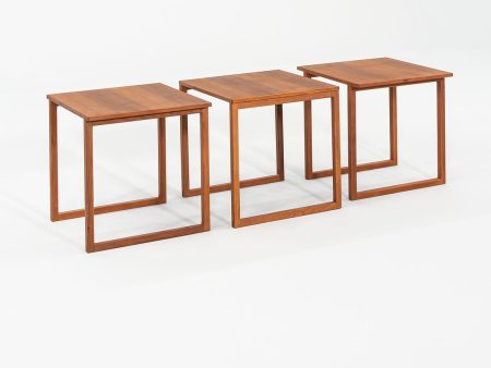 1960s Set of Three Kai Kristiansen for Vildbjerg Mobelfabrik Nesting End   Side Tables in Teak Model 33 Online now