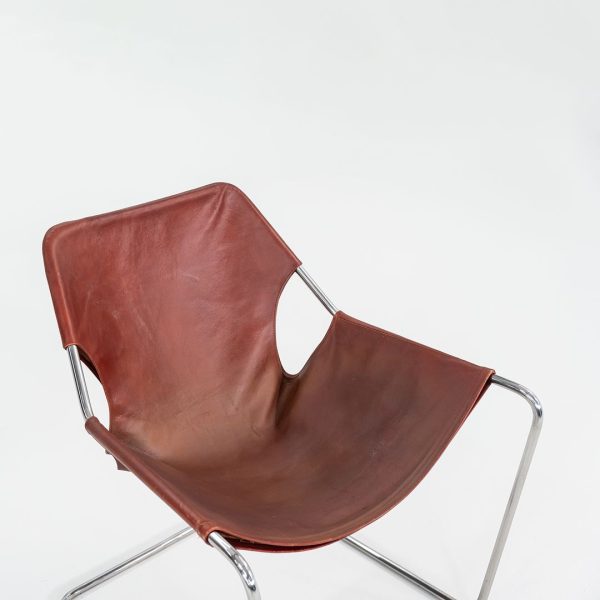 2000s Paulistano Red Brown Leather and Chrome Lounge Armchair by Paulo Mendes Da Rocha for Objekto Supply