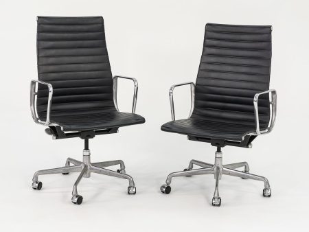 2010 Aluminum Group Executive Desk Chair by Ray and Charles Eames for Herman Miller in Black Naugahyde 2x Available Online now