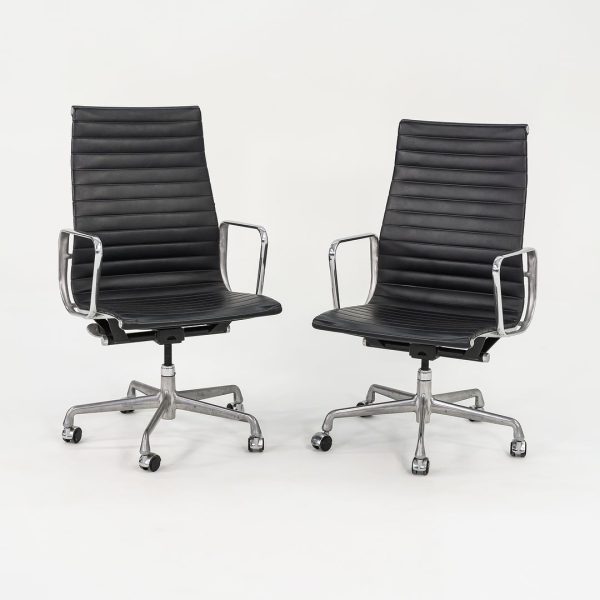 2010 Aluminum Group Executive Desk Chair by Ray and Charles Eames for Herman Miller in Black Naugahyde 2x Available Online now