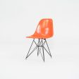 1962 Set of Four Herman Miller Eames DSR Fiberglass Dining Side Shell Chairs in Red Orange with Eiffel Bases For Sale