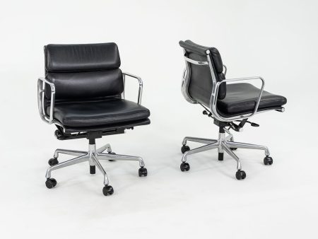 2009 Herman Miller Eames Soft Pad Management Desk Chair in Edelman Black Leather with Pneumatic Base 12+ Available Sale