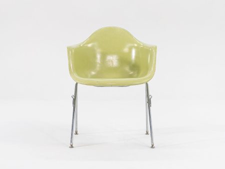 2006 Modernica Fiberglass Arm Shell Chair with H Base or Stacking Base in Light Green Discount