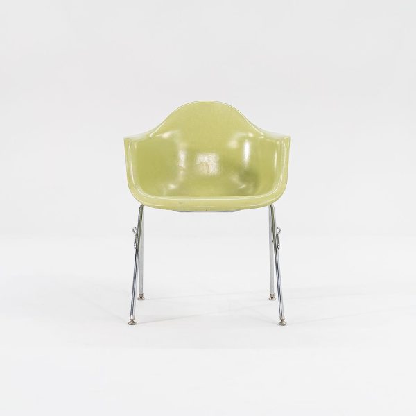 2006 Modernica Fiberglass Arm Shell Chair with H Base or Stacking Base in Light Green Discount