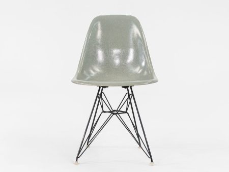 1961 Herman Miller Eames Fiberglass DSR Side Shell Dining Chair with Eiffel Base in Seafoam Green Online now