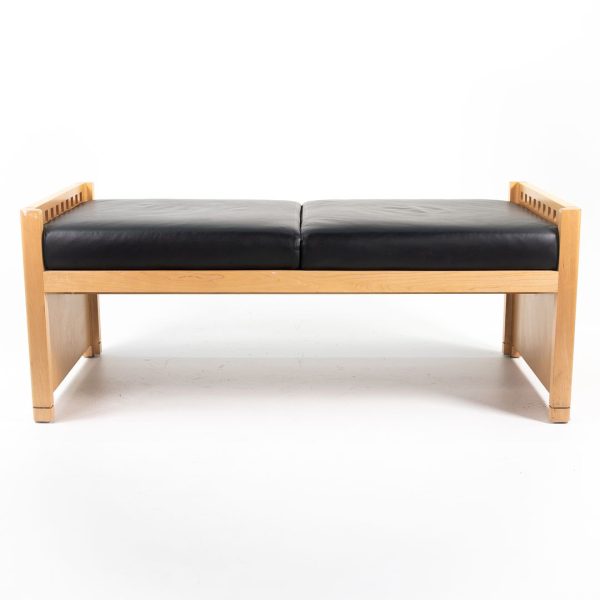 1995 2-Seater Mission Bench by Brian Kane for Metropolitan Furniture in Maple and Black Leather Fashion