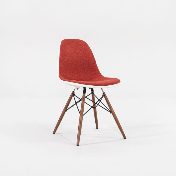 2016 DSW Side Chair with Dowel Base by Ray and Charles Eames for Herman Miller in Red Orange Fabric 3x Available Sale