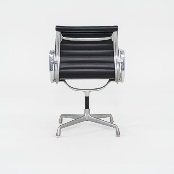 1970s Herman Miller Aluminum Management Side Chairs in Black Naugahyde 2x Available Hot on Sale