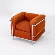 1970s Pair of Le Corbusier Jeanneret Perriand LC2 Petite Lounge Chairs in Orange Fabric for Cassina on Sale