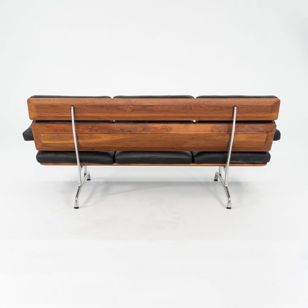 1990s ES 108 Three Seat Sofa by Ray and Charles Eames for Herman Miller in Walnut with Black Leather Supply