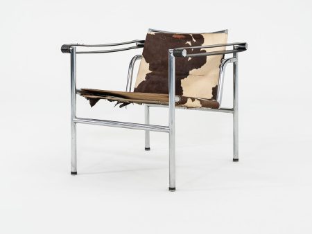 1950s Le Corbusier Jeanneret Perriand LC1 Basculant Lounge Chair in Cowhide with Original Stendig Label For Sale