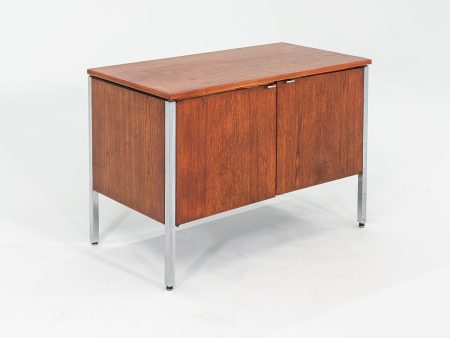 C. 1960s Oak and Chrome Two Door Cabinet   Credenza attributed to Lehigh Leopold For Sale