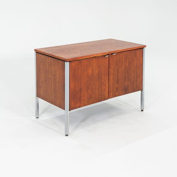 C. 1960s Oak and Chrome Two Door Cabinet   Credenza attributed to Lehigh Leopold For Sale