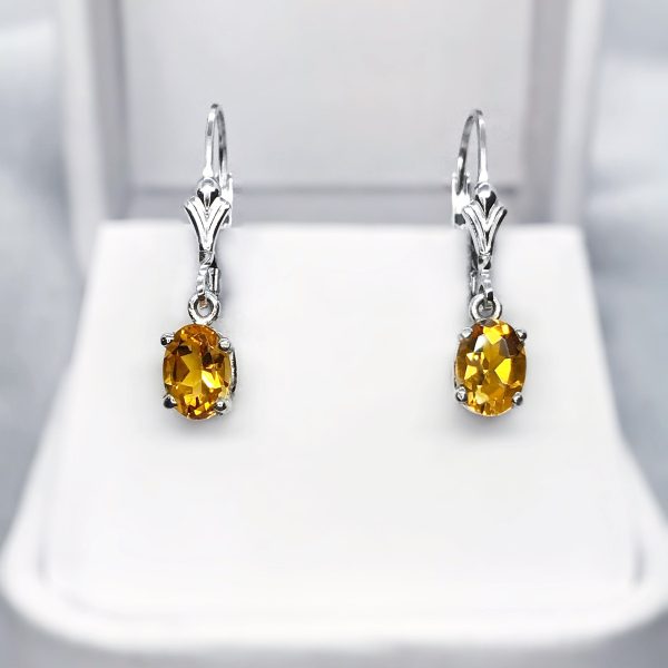 Citrine Dangle Sterling Silver Earrings Hot on Sale