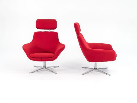 2013 Bob Swivel Chairs by Pearson Lloyd for Coalesse in Red Fabric 2x Available Online Sale