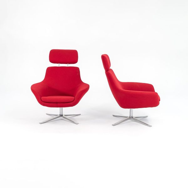 2013 Bob Swivel Chairs by Pearson Lloyd for Coalesse in Red Fabric 2x Available Online Sale