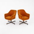 1960s Pair of Ward Bennett for Brickel Associates Bumper Arm Chairs in Ochre Jack Lenor Larsen Plush #6113 Fabric Supply