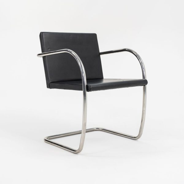 1990s Tubular Brno Armchair, Model 245A by Mies van der Rohe for Knoll Steel, Foam, Leather, Wood Online now