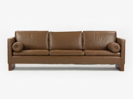 1960s Mies Van Der Rohe for Knoll International Brown Leather Three Seat Sofa Cheap