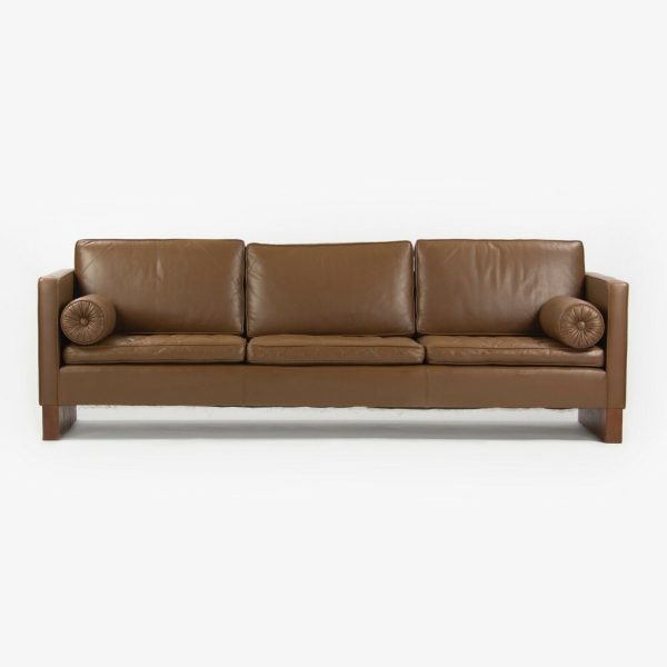 1960s Mies Van Der Rohe for Knoll International Brown Leather Three Seat Sofa Cheap