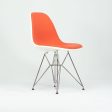 2010s Pair of Herman Miller Eames Dining Side Shell Chairs with Orange Upholstery Fashion