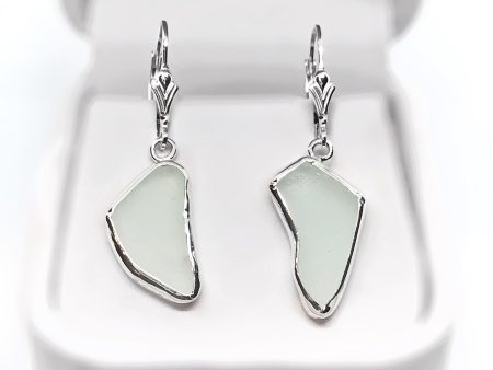 Beach Glass White Sterling Silver Dangle Earrings Cheap