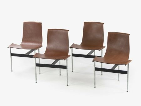 Katavolos Littel and Kelley T Chairs for Laverne International in Brown Leather Sale