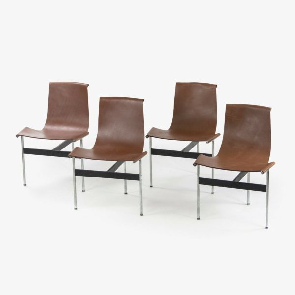 Katavolos Littel and Kelley T Chairs for Laverne International in Brown Leather Sale