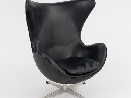 1964 Egg Lounge Chair, Model 3316 by Arne Jacobsen for Fritz Hansen in Black Leather Online now