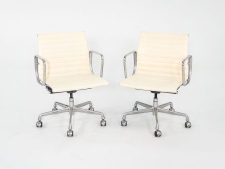 2007 Herman Miller Eames Aluminum Group Management Desk Chair in Ivory Leather 8x Available Online