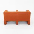 1970s Modernist Sculptural Two Seat Settee Sofa in Orange Hopsack Fabric For Cheap