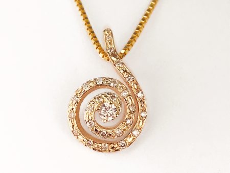 14k Yellow Gold and Laboratory Grown Diamond Swirl Drop Pendant Supply