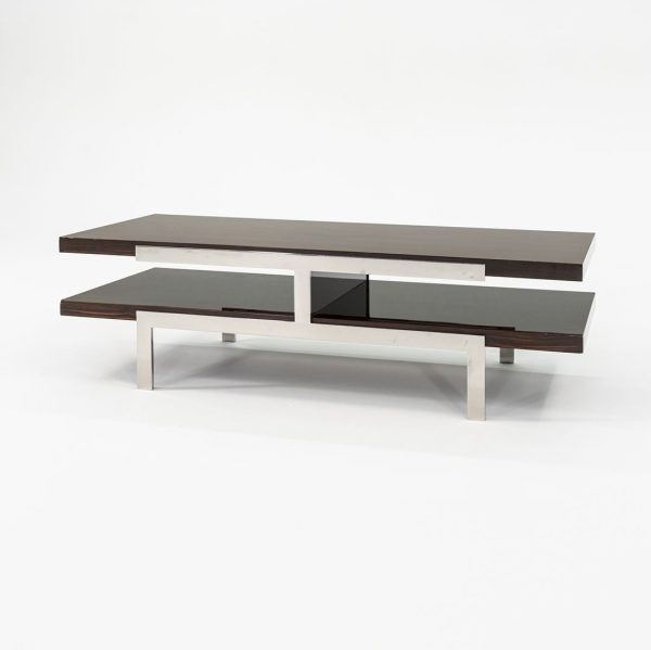 2011 Tara Coffee Table by Deirdre Jordan and Vincente Jimenez of Troscan Design for Holly Hunt in Rosewood and Polished Steel For Cheap