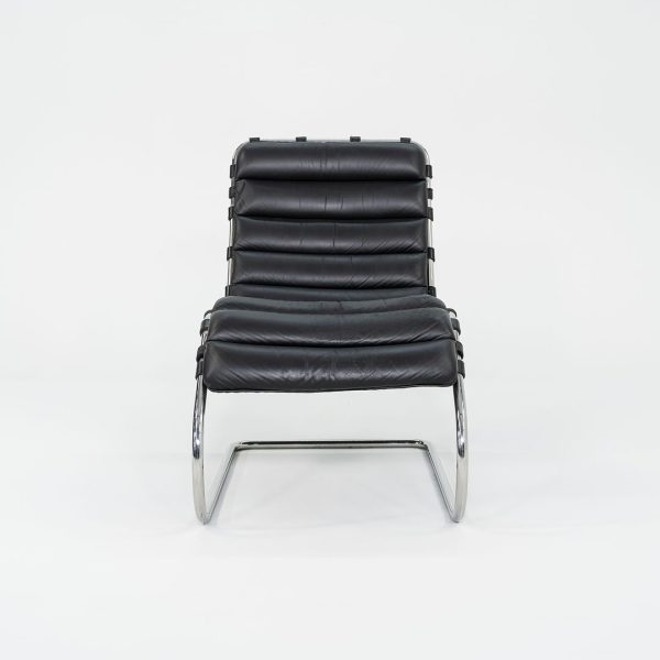 1970s Knoll Mies van der Rohe MR Chaise Lounge Chair in Black Leather Supply