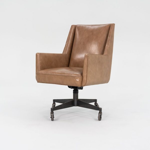 1960s Stow Davis Office Desk Chairs in Tan Leather with Bronze Bases 3x Available Fashion