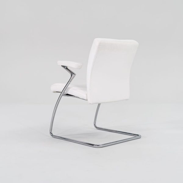 2000 Art Collection Dining Chair by Walter Knoll in White Leather 6x Available Discount